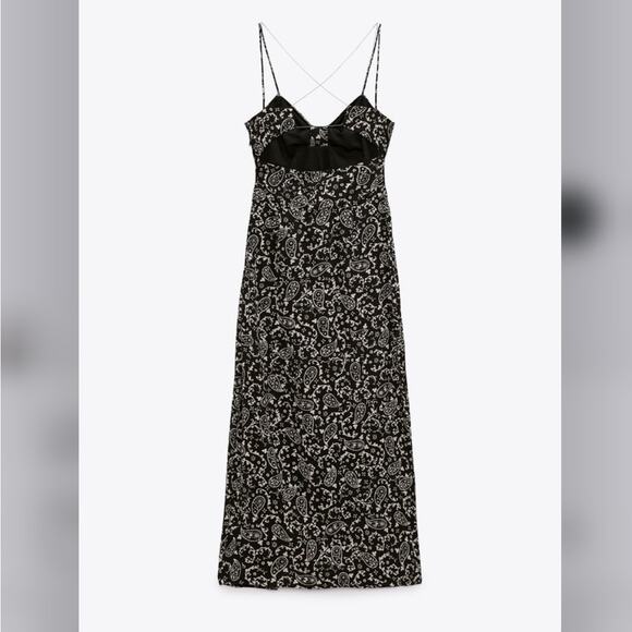 Zara Printed CHAIN STRAP MIDI DRESS Size Medium - Picture 7 of 8